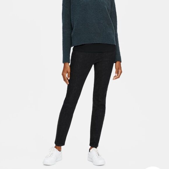 New Eileen Fisher elastic waist, leggings faded black skinny jeans - Picture 4 of 8
